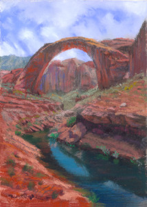 Rainbow bridge by Western pastel landscape artist Don Rantz