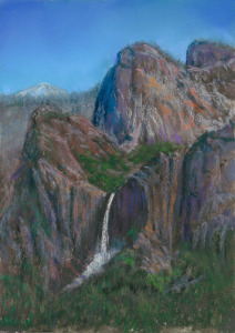 Ribbon Falls by Western pastel landscape artist Don Rantz
